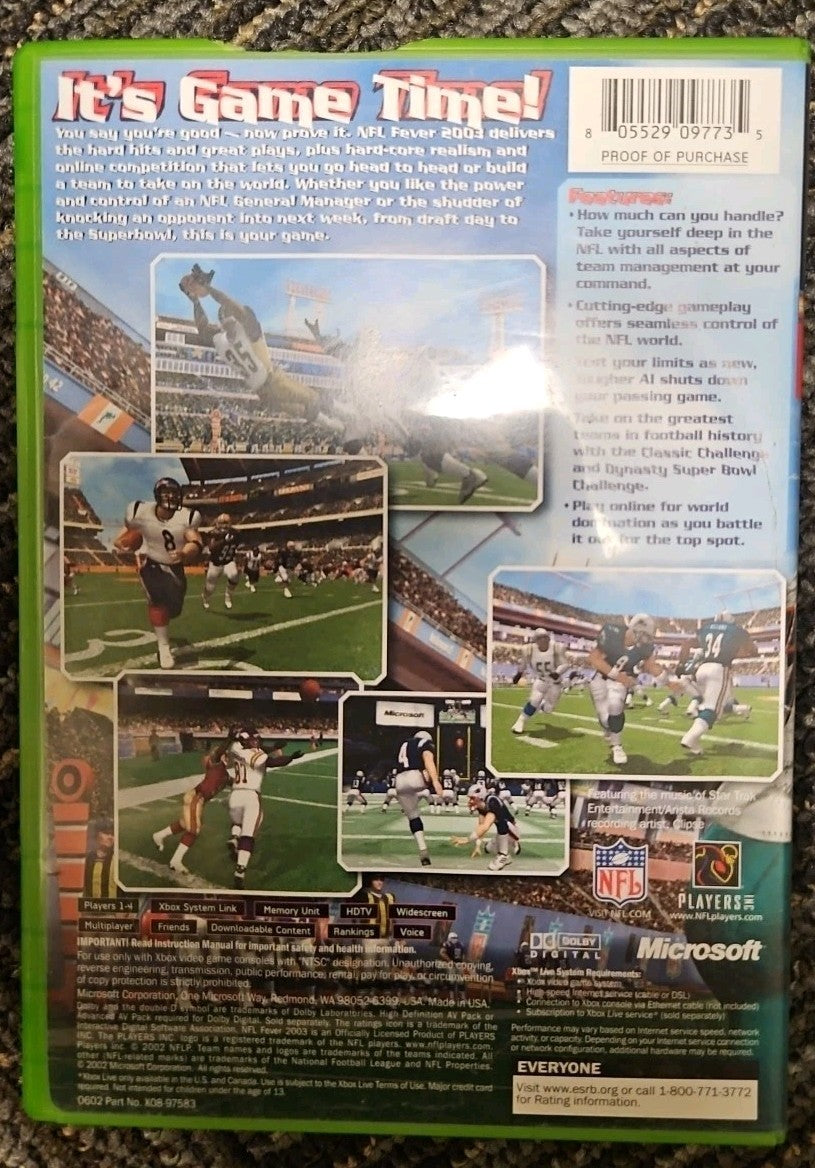 NFL Fever 2003 - Microsoft Xbox. Tested. No Scratches. New Case