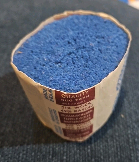 Readicut Hook Rug Blue 3"  Wrapped Mothproof 51% Wool 49% Rayon
