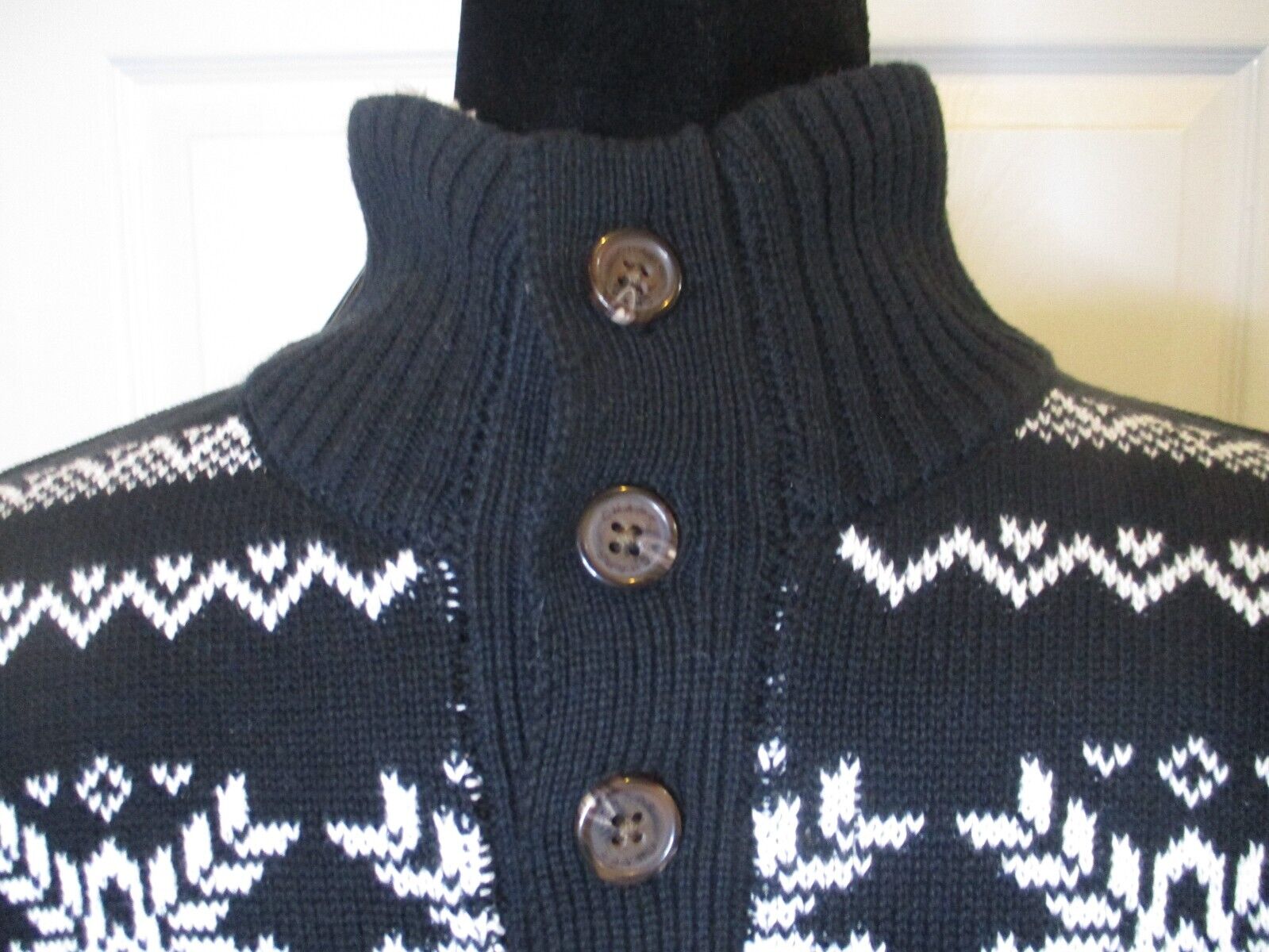 NWT Chaps Boy Youth Sweater Black White Large 14/16