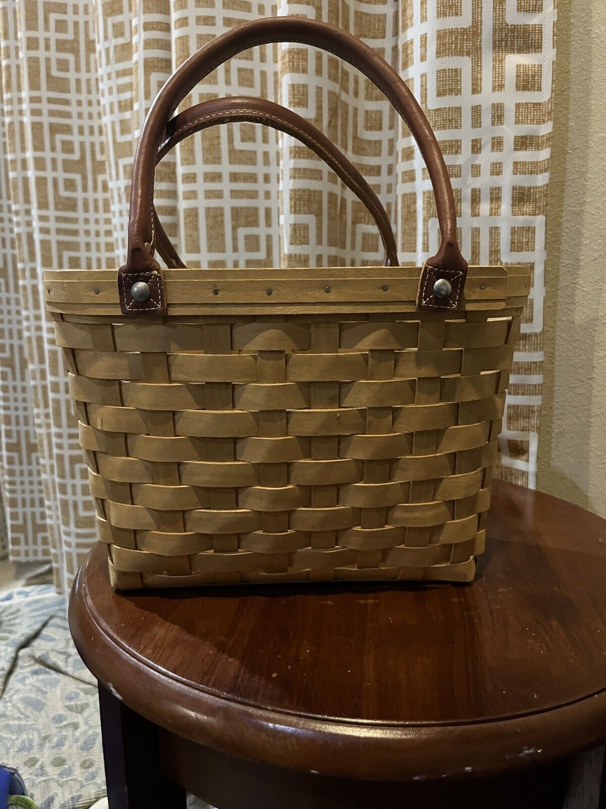 Long Burger Basket With Leather Handles