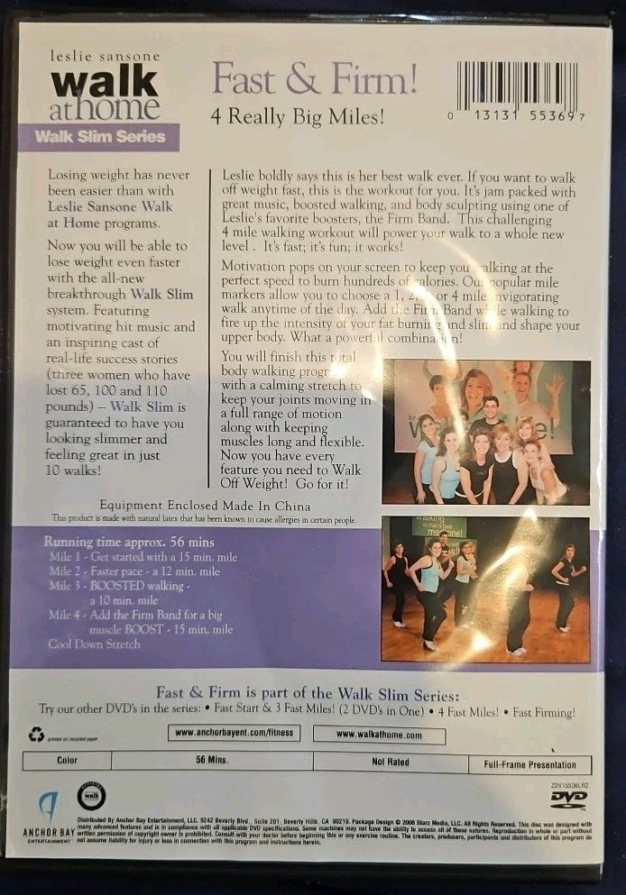 Leslie Sansone - Four Really Big Miles Fast  Firm (DVD, 2008) With Band