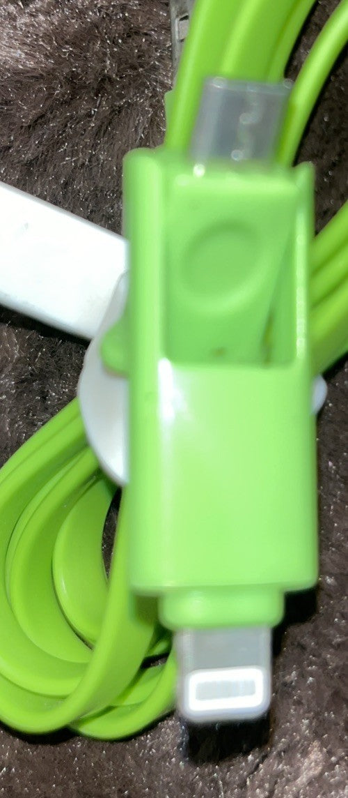 3’ Green USB To Convertible MicroUSB / Apple Light-ning Adapter With Band Strap