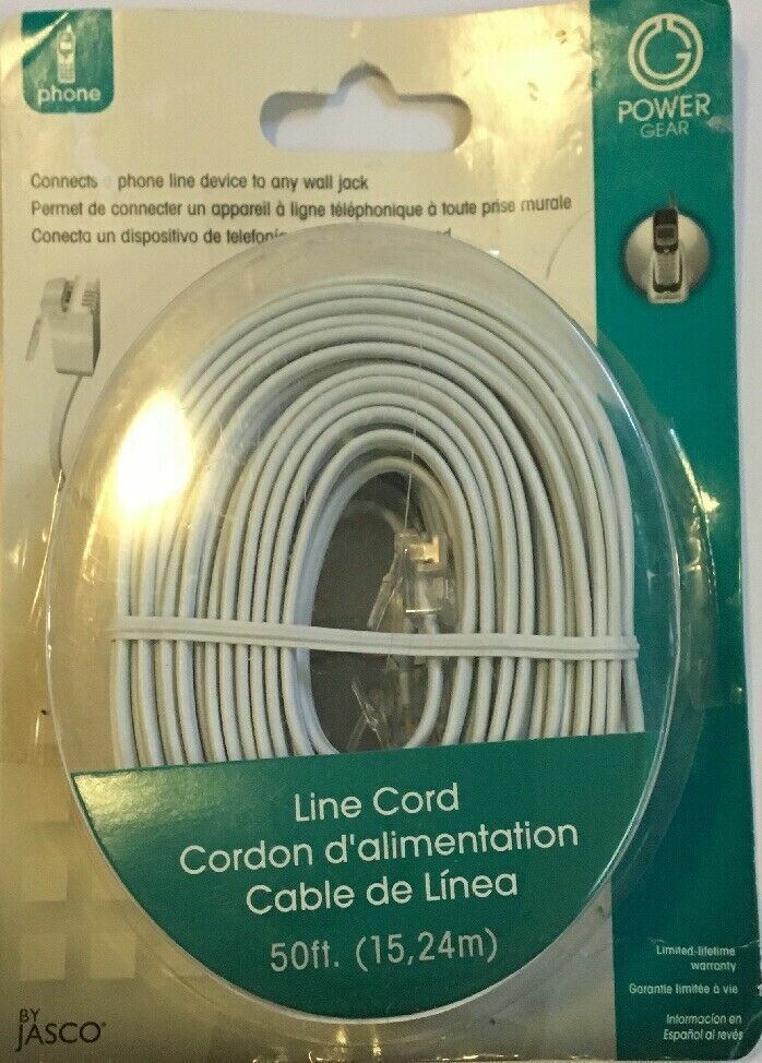 Jasco Power Gear #76530 50ft RJ11 2-Pair 4 Conductor Phone Cable