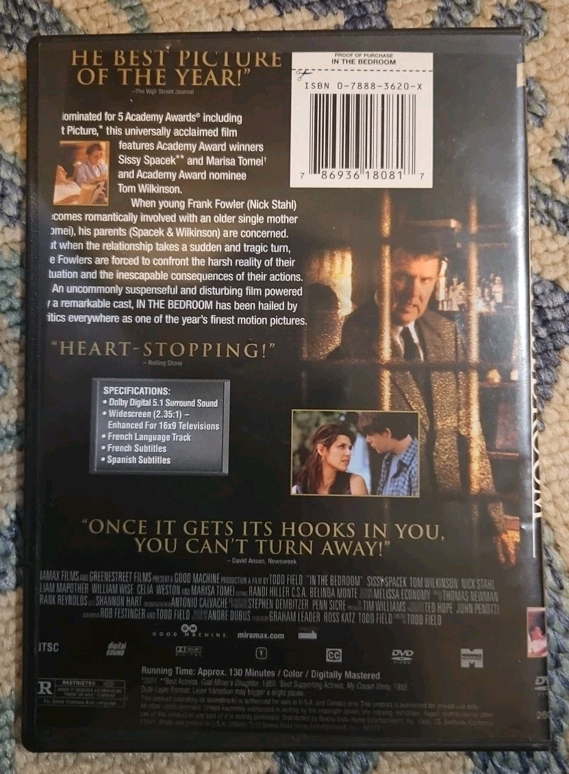 In the Bedroom (DVD, 2002) Cropped Artwork. Slim Case. Tested