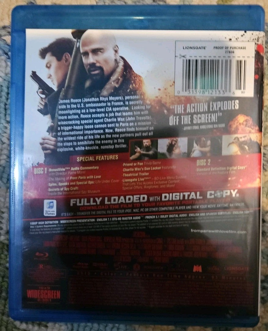 From Paris with Love (Blu-ray, 2010) New. No Digital Download