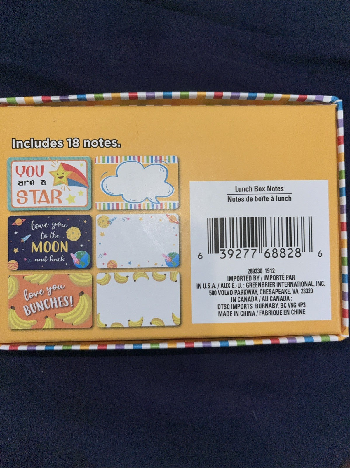 Lunch Box Notes Includes 18 Notecards  Kids Inspiration. -New-