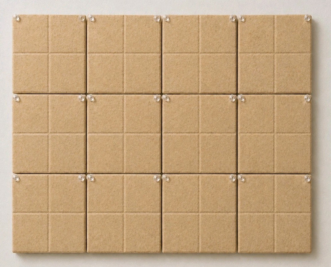 Fluxynara 12 Felt Wall Tiles with Adhesive Tabs Cork Color 9.5" x 3/8"