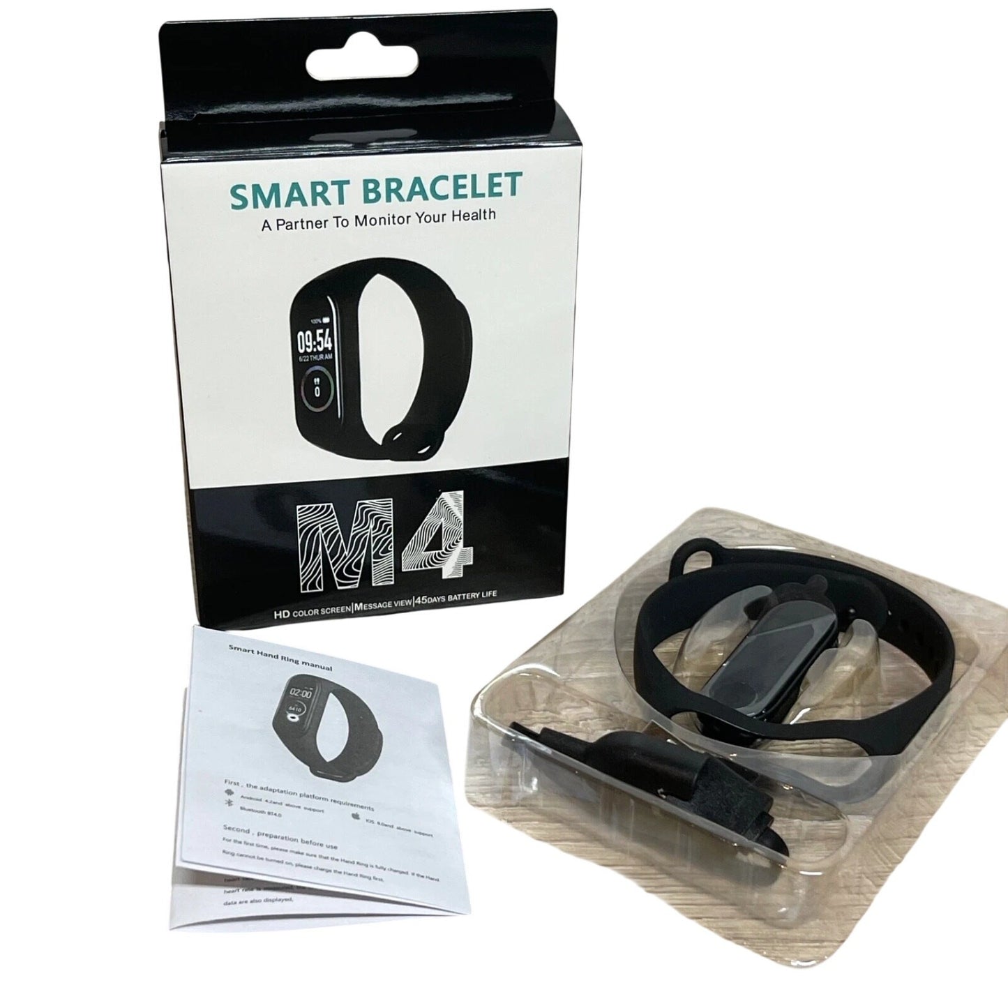 NEW M4 Smart Bracelet Bluetooth Connection Android 4.4+ & IOS above 8.5 Black