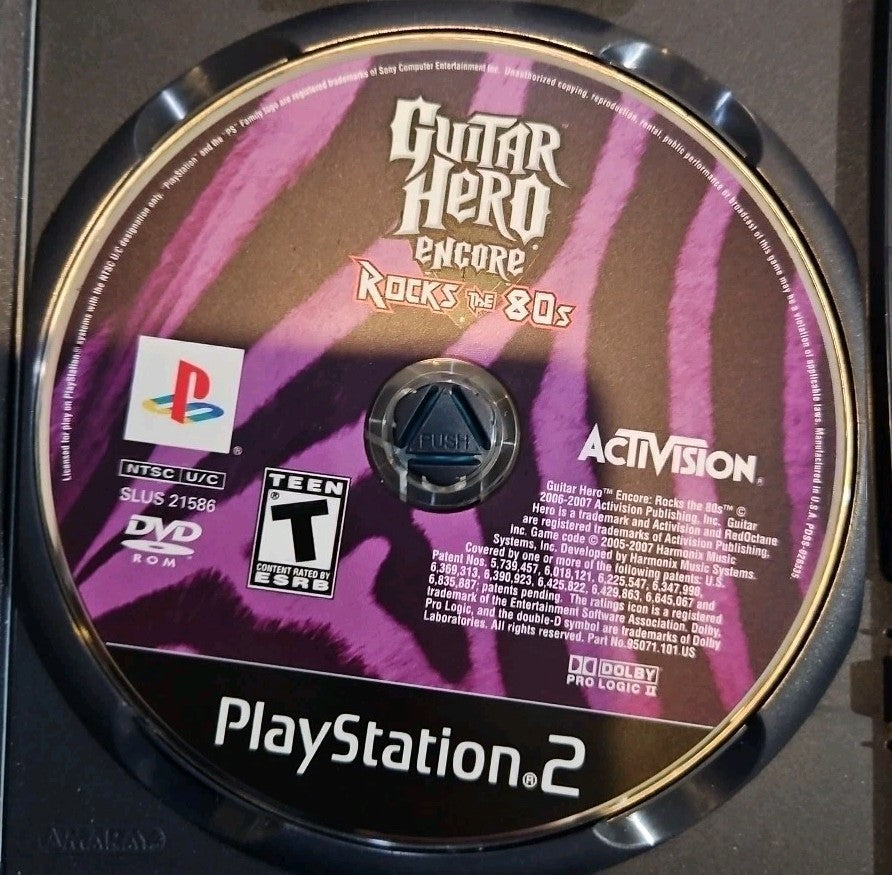 Guitar Hero Encore: Rocks the 80s (PS2) Mint. Tested. Manual. Poster