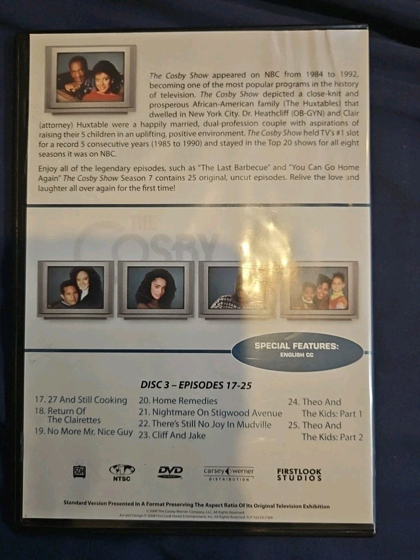 The Cosby Show Season 7 Disc 3 Episodes 8-16 (DVD) Sl8m Case Tested