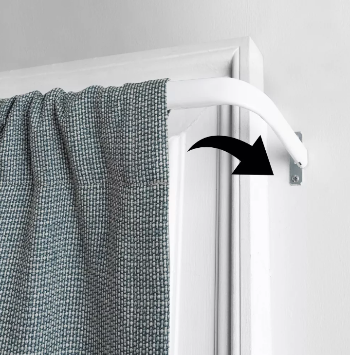 Curtain Rod 28-48 Inch Window Adjustable Length 2.5" Clearance Basic White