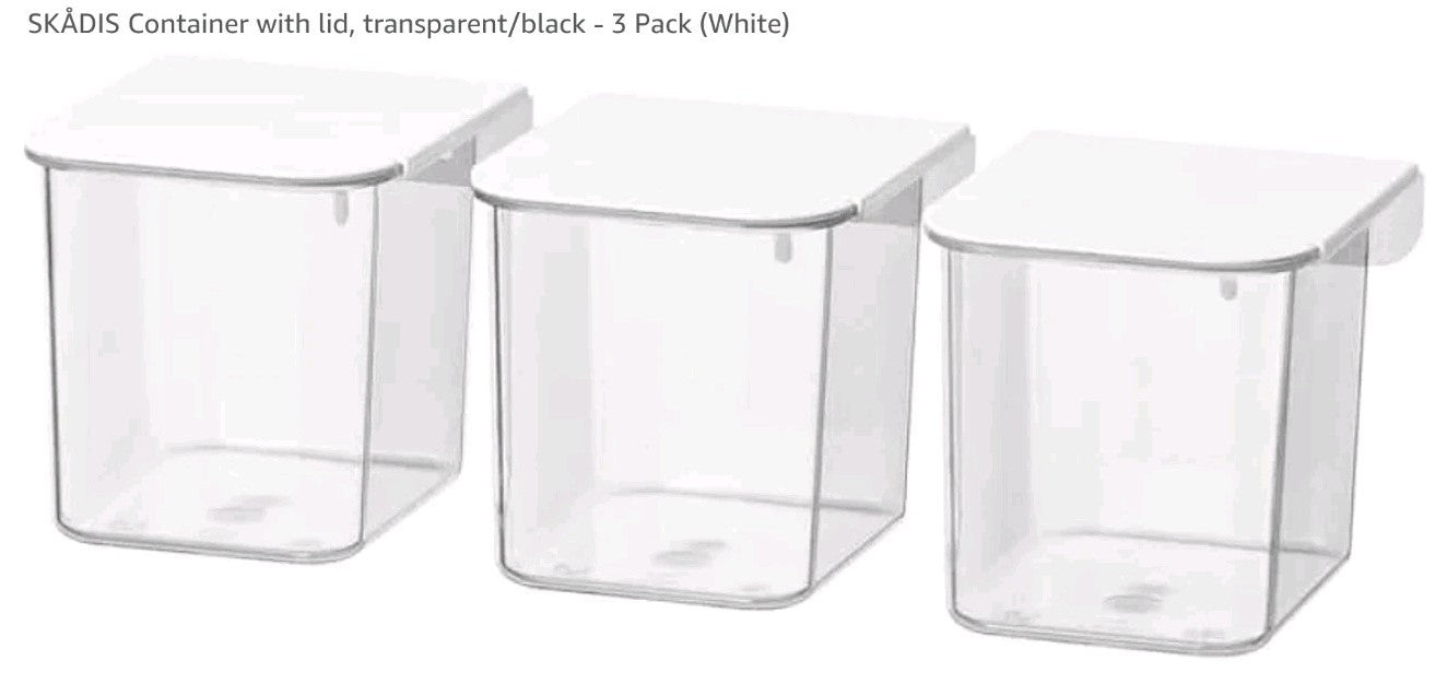 SKÅDIS Container with lid, transparent/black - 3 Pack (White) New