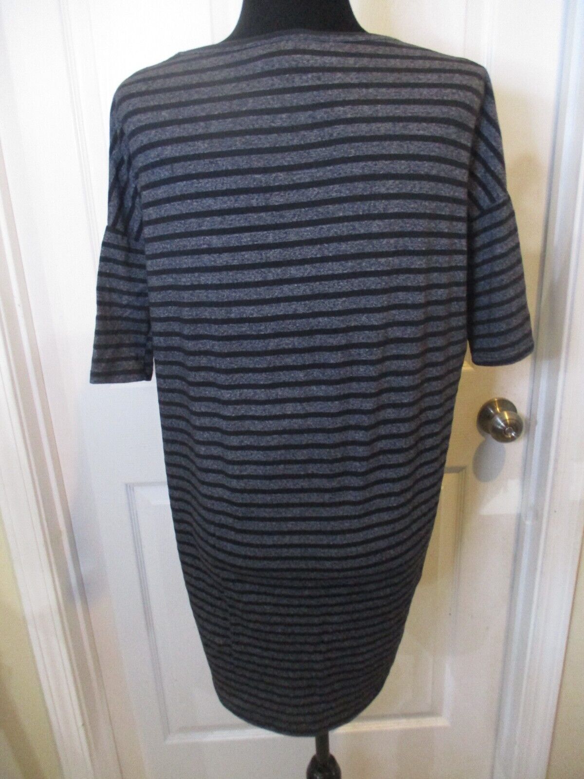 LuLaRoe Irma Heathered Gray and Black Stripe Tunic XXS NWOT