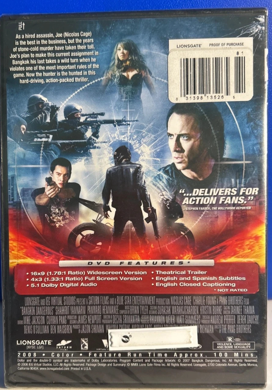 Bangkok Dangerous (DVD) w/Nicolas Cage….Full/Widescreen