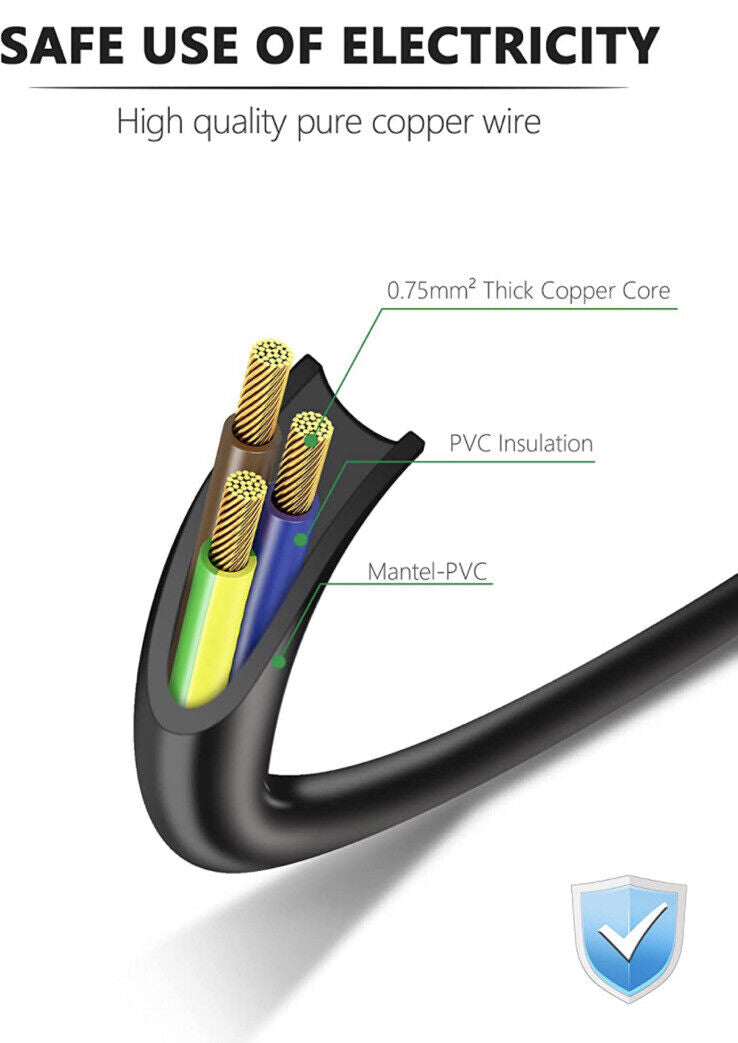 NEW Computer Replacement Power Cord | 6-Foot | Black