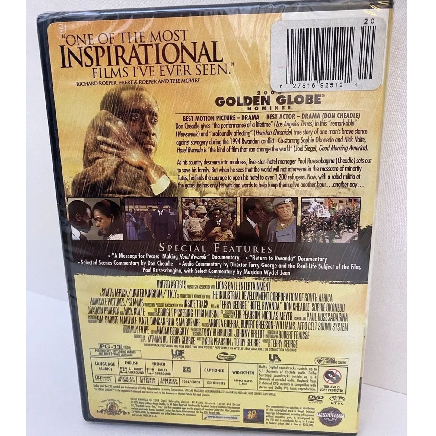 Hotel Rwanda: A True Story (DVD) Factory Sealed