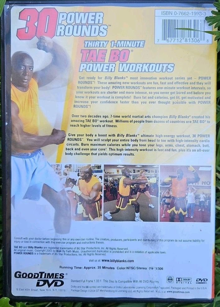 Billy Blanks Tae Bo 30 Rounds (DVD) Artwork Damaged. Tested. New Case