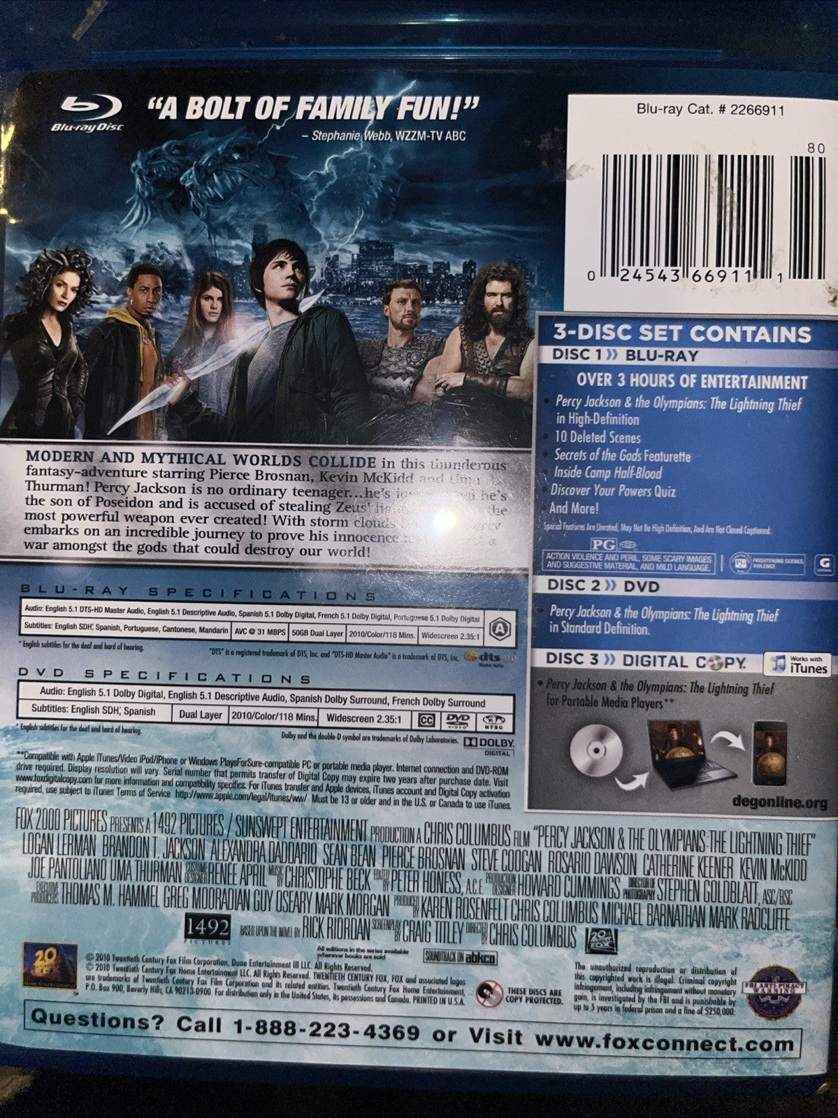 Percy Jackson & Olympians: Lightning Thief (Blu-ray) Sealed. No Digital Copy