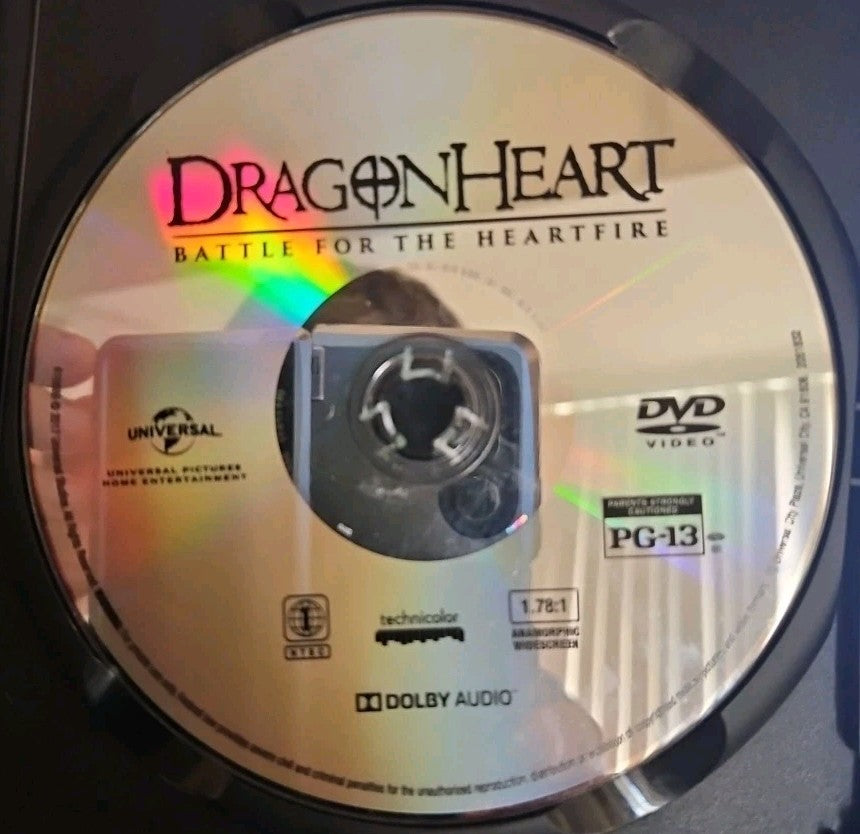 Dragonheart: Battle for the Heartfire (DVD) Tested. New Case. Damaged Liner