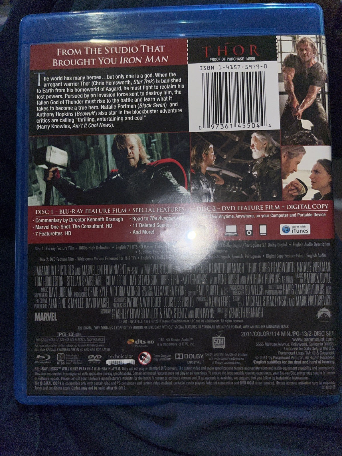 Thor (Two-Disc Blu-ray/Dvd) (Blu-ray) New. No Digital Download