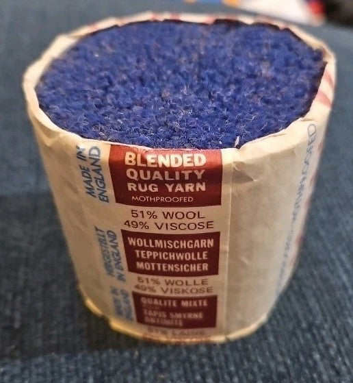 Readicut Hook Rug Dark Blue 3"  Wrapped Mothproof 51% Wool 49% Viscose