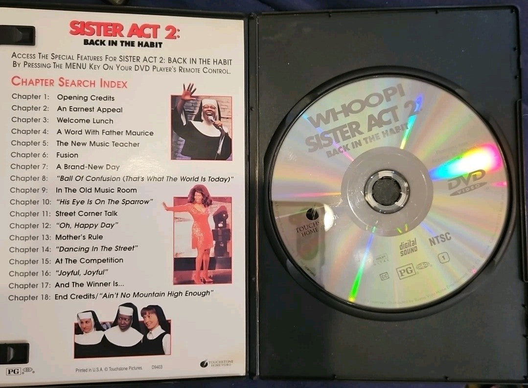 Sister Act 2: Back in the Habit (DVD, 1993) Slim Case. Cropped Artwork