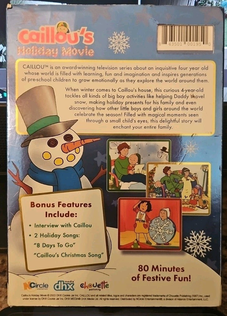 Caillou's Holiday Movie DVD CHRISTMAS! PBS kids 80 minutes NEW + Bonus Featured