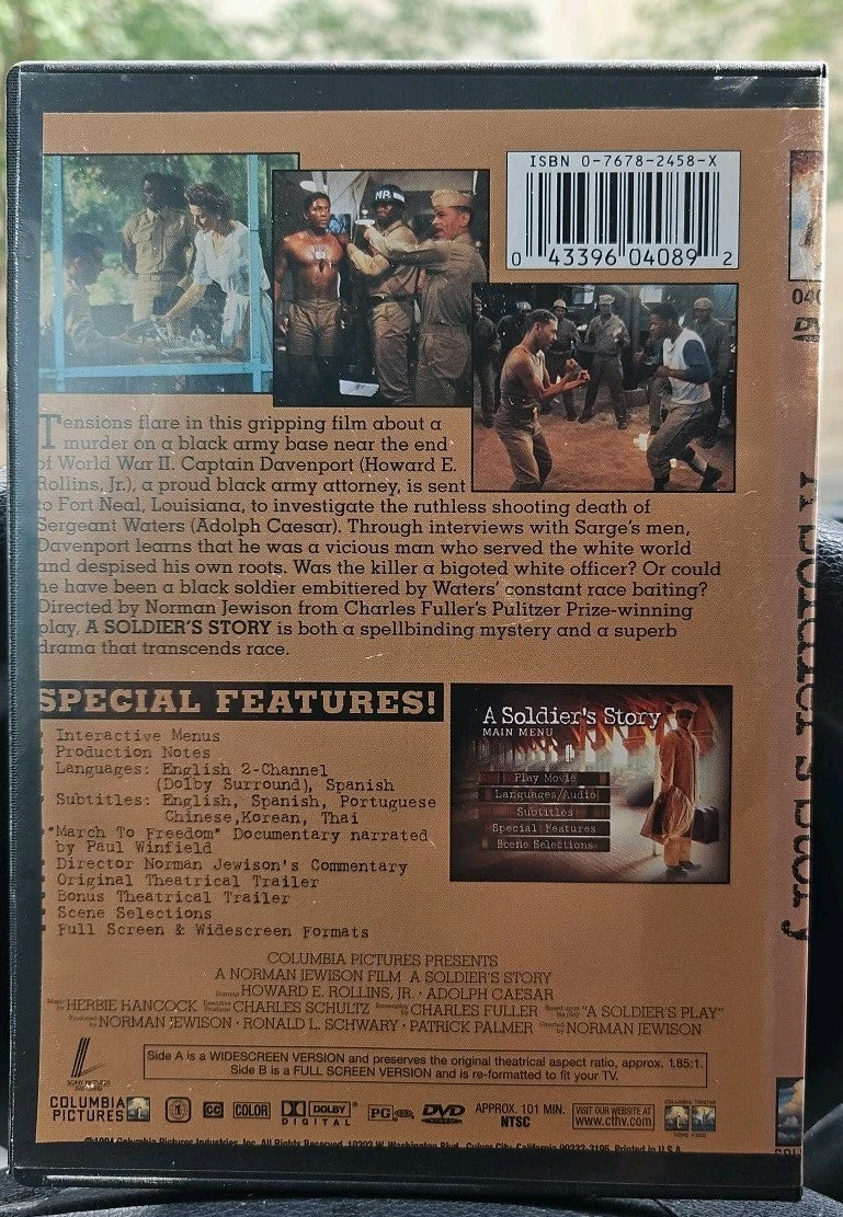 Soldier's Story (DVD, 1984) Tested. Slim Case. Cropped Artwork