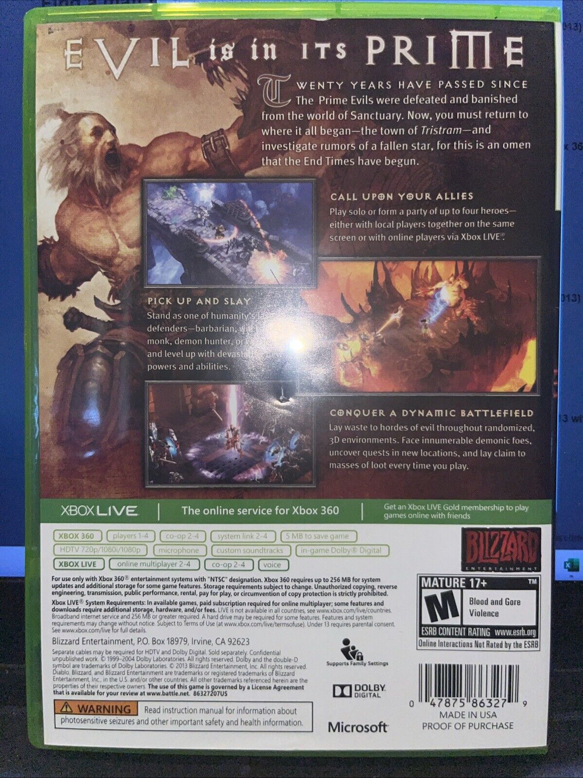 DIABLO III - Xbox 360 - CIB - New Case - Tested. No Scratches. Resealed.