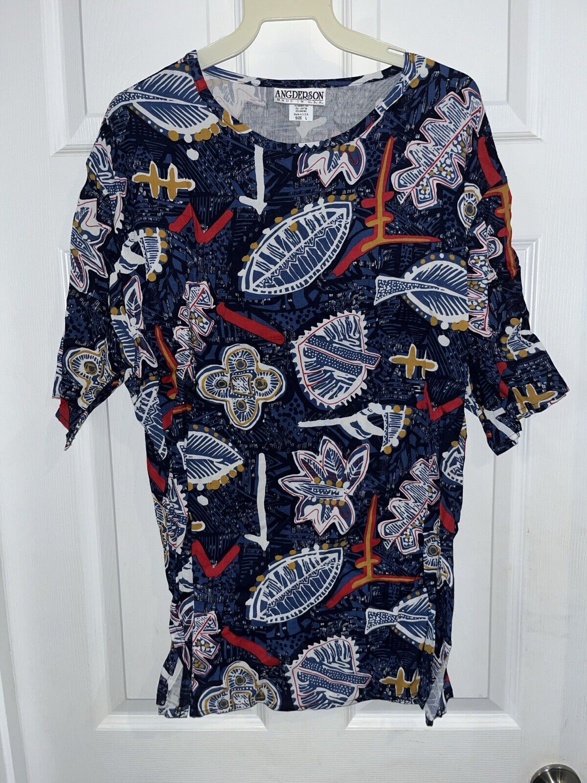 Angderson Size Large Short Sleeve Shirt And Bermuda Shorts Set 100% Rayon