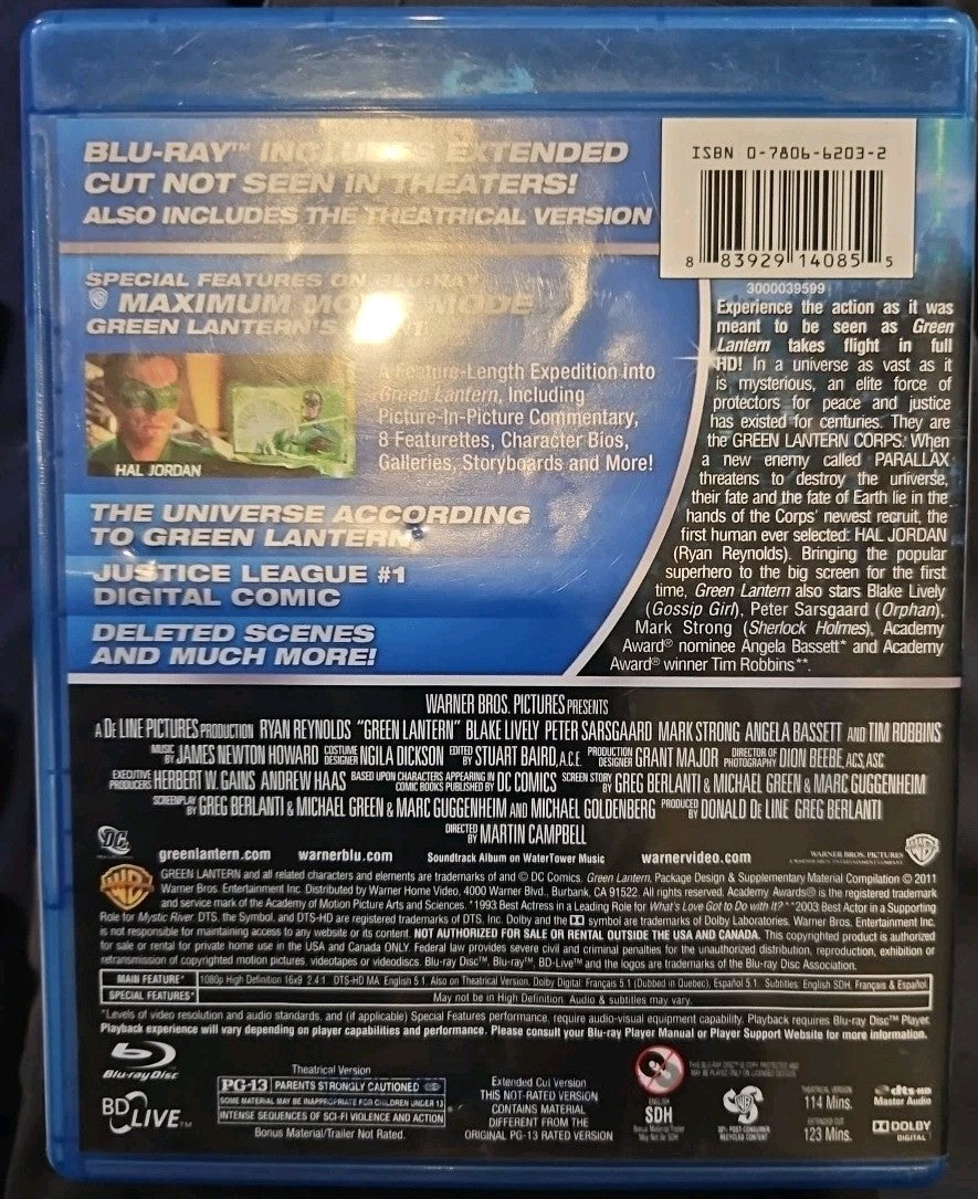 Green Lantern (Extended Cut) (Blu-ray, 2011) New. No Digital Download