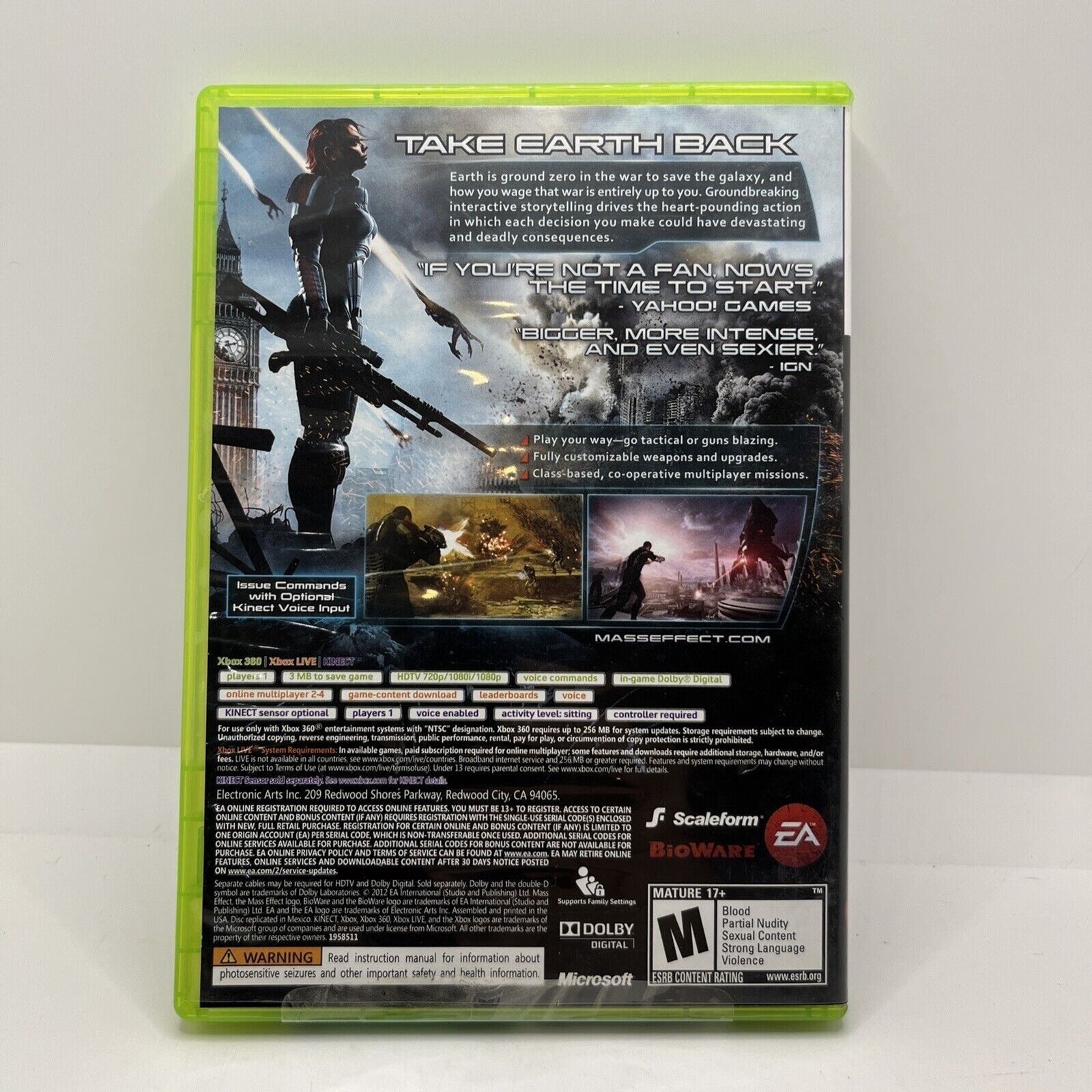 Mass Effect 3 (Microsoft Xbox 360, 2012) TESTED. NEW CASE.
