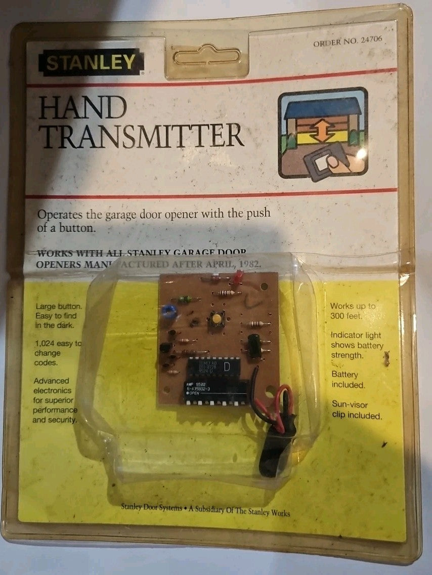 NOS Stanley Garage Door Opener Remote w/ Clip Hand Transmitter One Button #24706