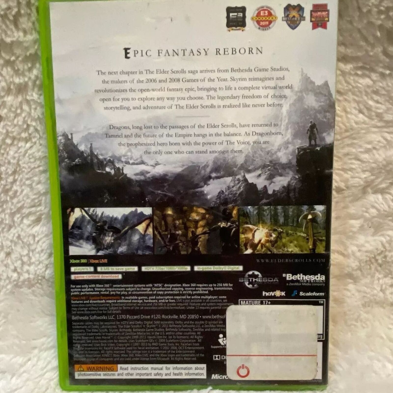 The Elder Scrolls V: Skyrim (Xbox 360, 2011) TESTED. NEW CASE.