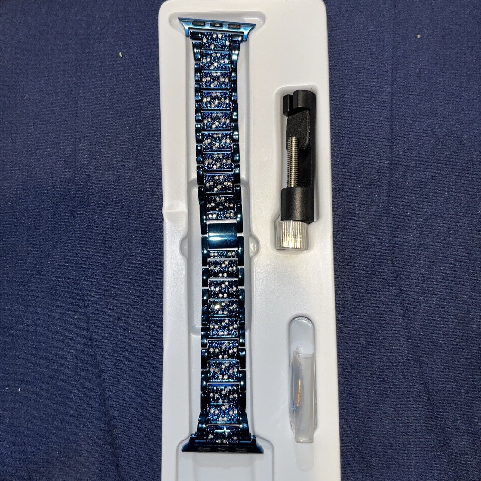 Blue Metalic Apple Watch Band & Link Remover fits 42-45mm Series 4-9 & SE