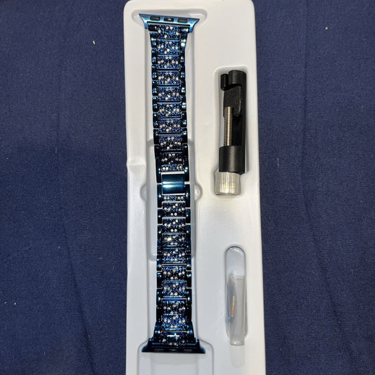 Blue Metalic Apple Watch Band & Link Remover fits 42-45mm Series 4-9 & SE