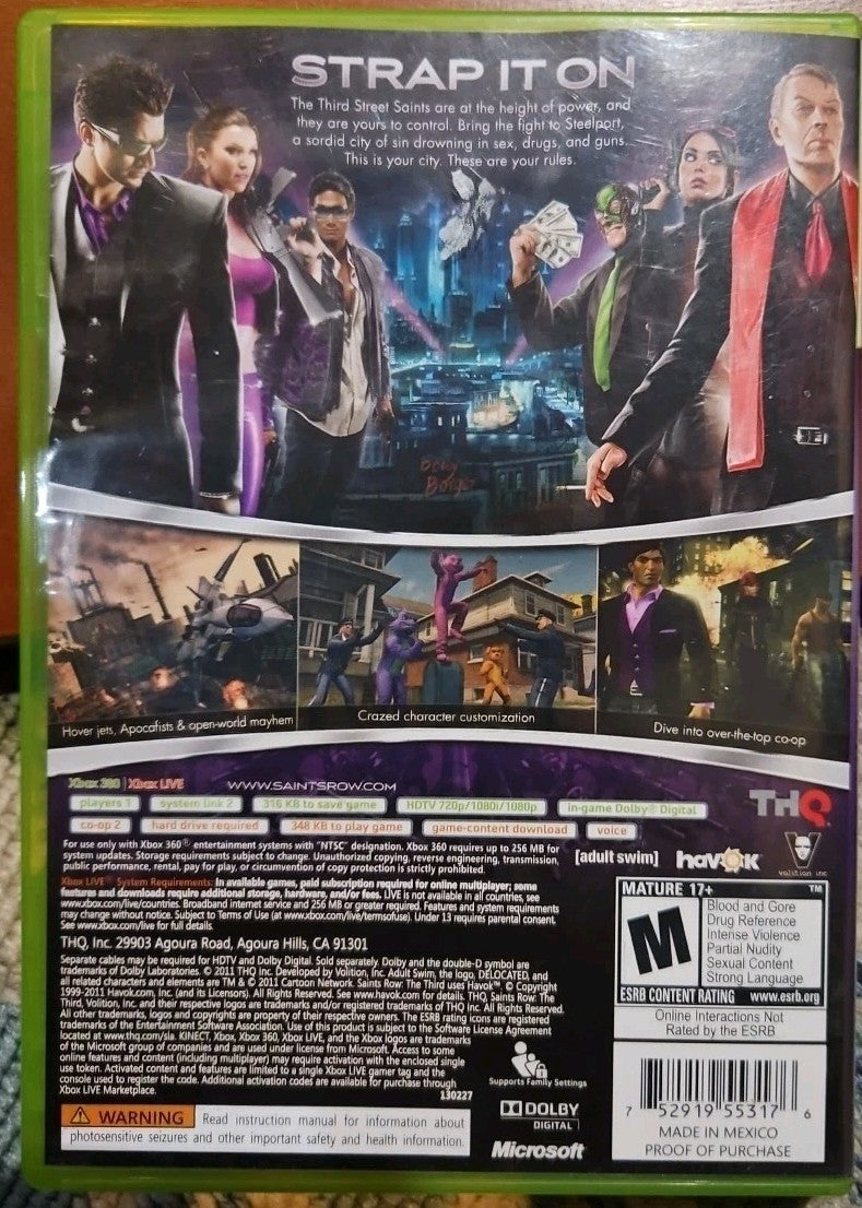 Saints Row: The Third - Microsoft Xbox 360. Tested. No Scratches. New Case 