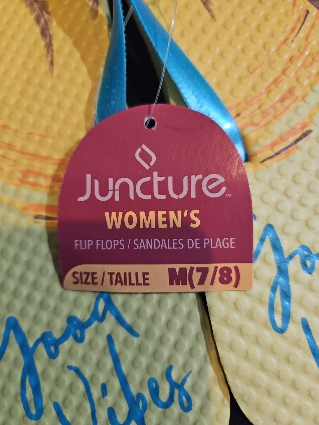 Hawaiian Sunset Palm Trees Flip Flop Rubber  by Juncture Women's Size 7/8
