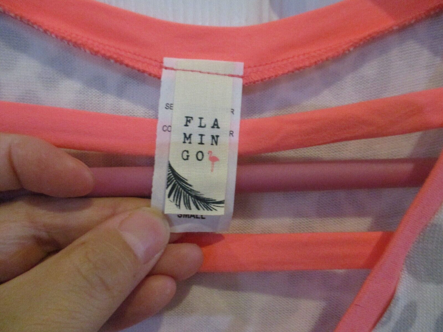NEW Flamingo Top Gray White Neon Pink Animal Print Small