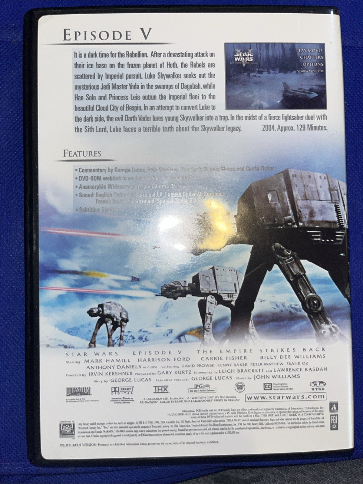 ✅ Star Wars Episode V 5 THE EMPIRE STRIKES BACK (DVD 2004 Widescreen) 1 DISC 