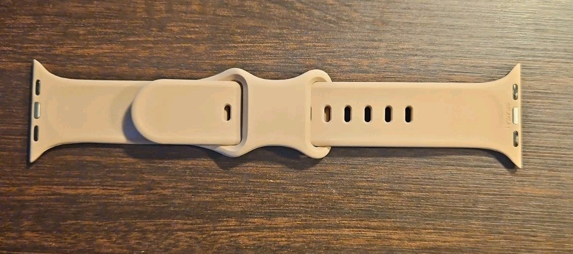 Band Fits Apple Watch 38 40 41mm Series 1-9 SE Beige Silicone Sport Band