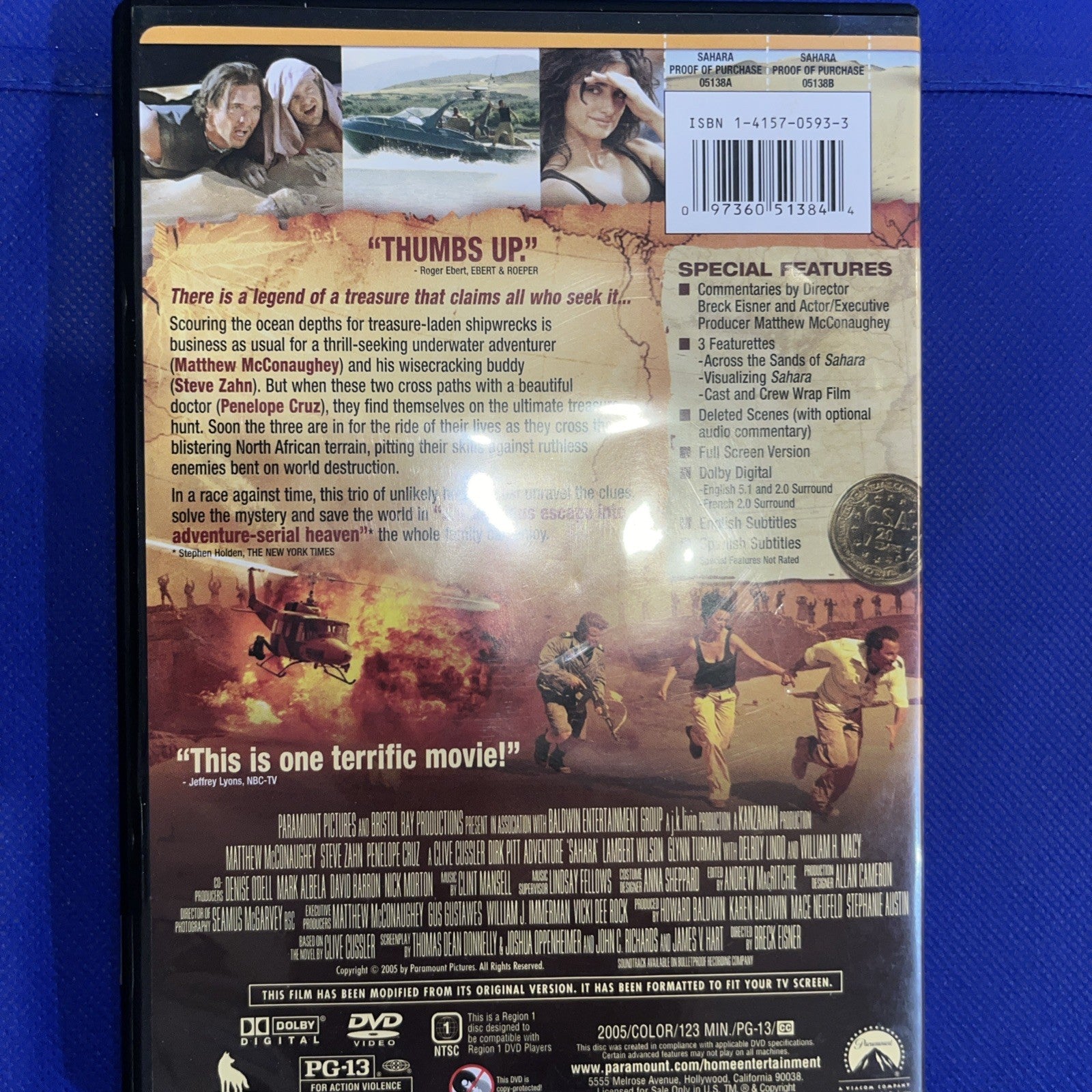 Sahara (DVD, 2005, Full Frame)