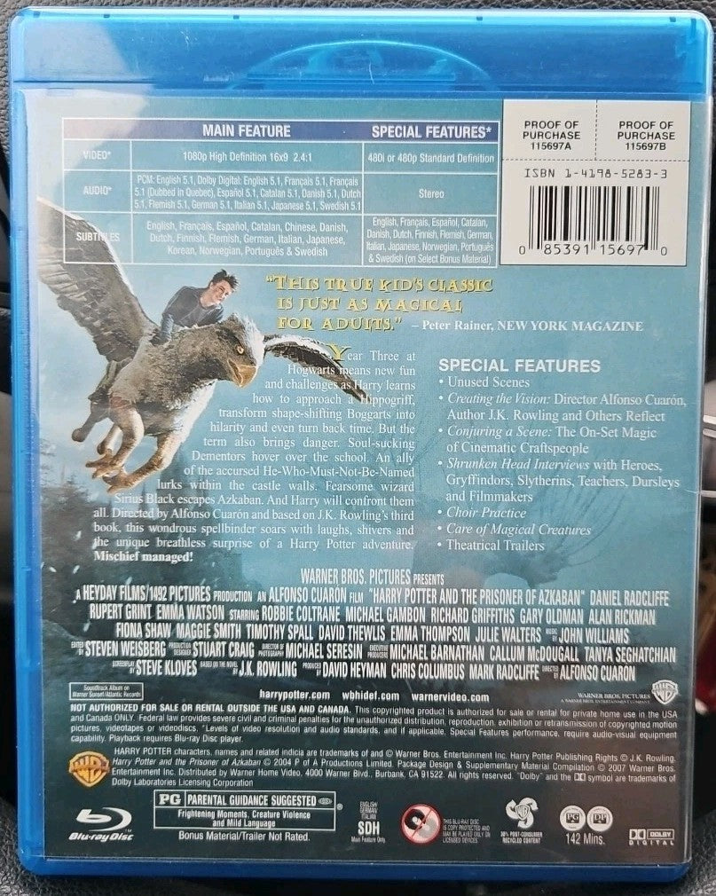 Harry Potter & Prisoner of Azkaban (Blu-ray) Sealed. No Digital Download