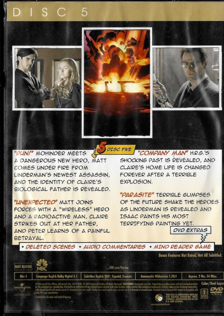 Heroes - Season 1 (DVD, 2007) Disc 5 Only
