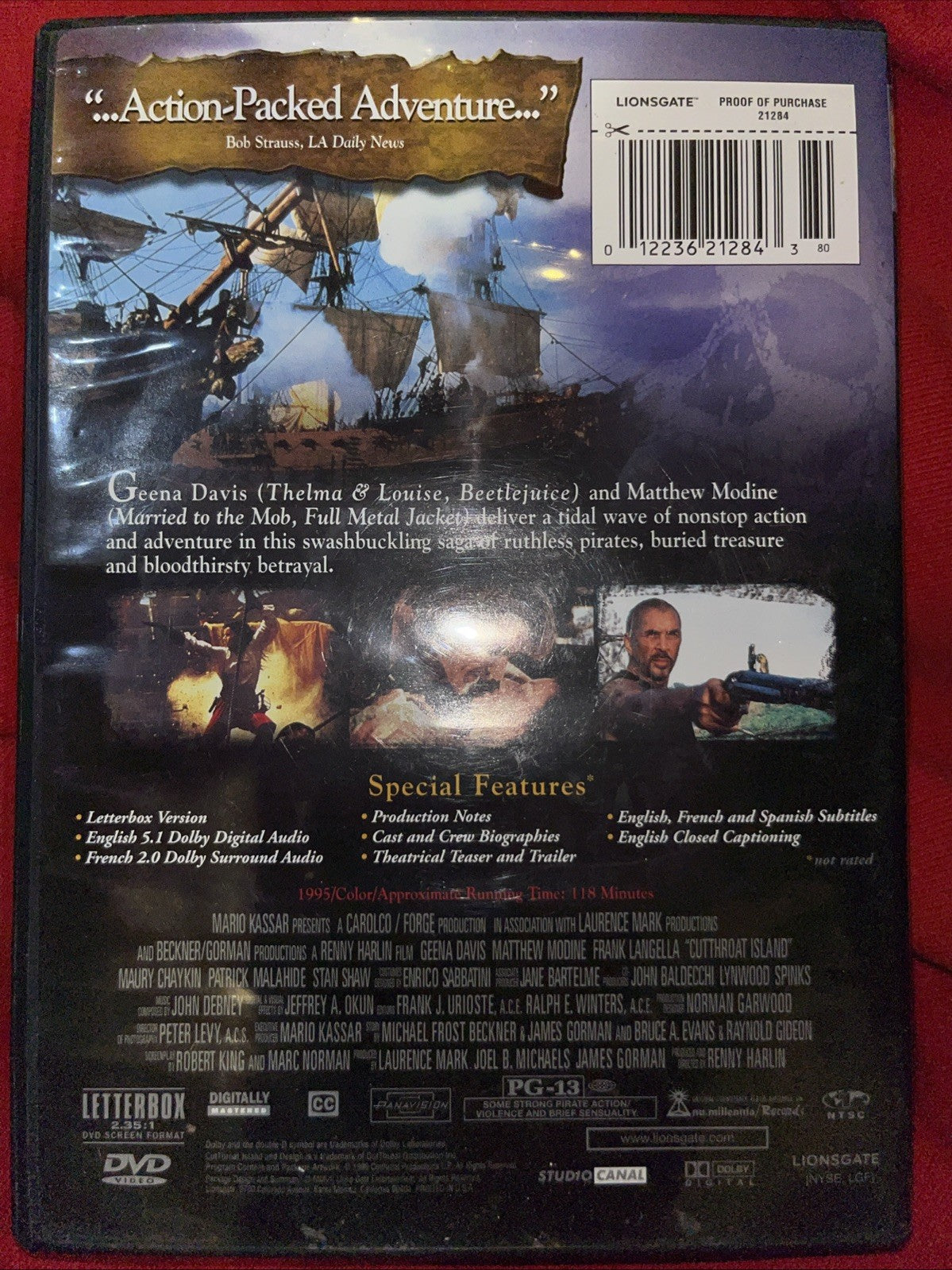 Cutthroat Island (DVD, 1995) New. No Digital Download