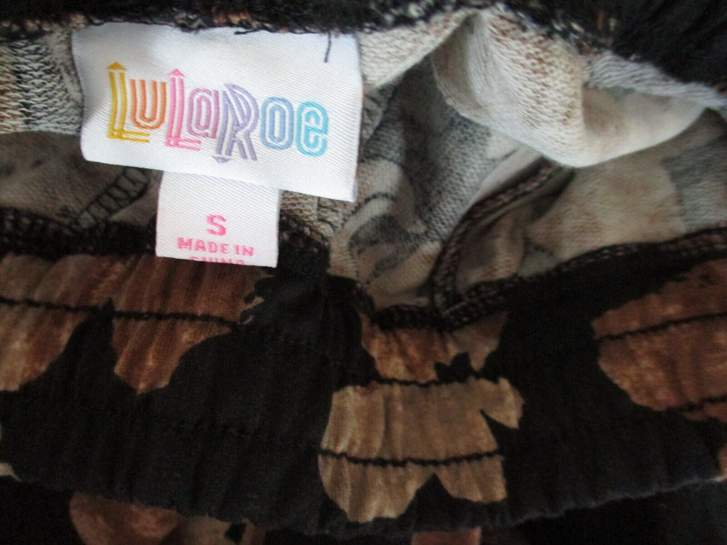 LuLaRoe Like New Jax Small Black and Brown Floral Joggers Sweatpants