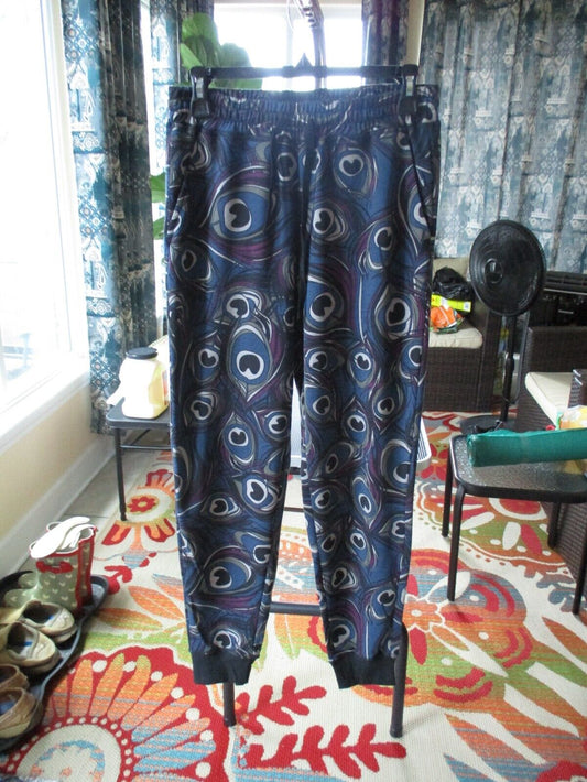 LuLaRoe Jax SMALL NWOT Blue Black Purple and Gray Peacock Joggers Sweatpants