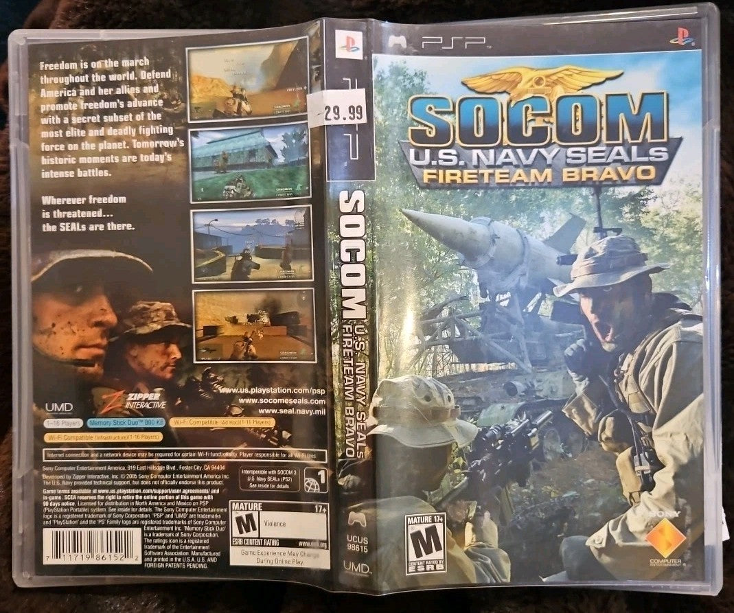 Socom US Navy Seals Fireteam Bravo (PSP UMD) No Game. Case. Manual. Box Art