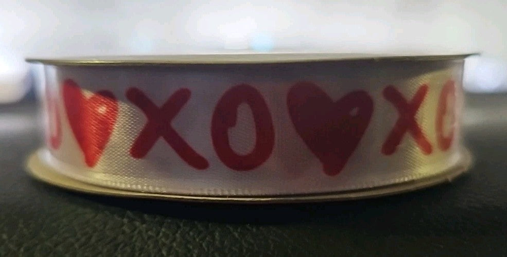 New! Ribbon XO❤ Love Kisses Hearts 5/8” x 9 FT  Wreath Crafts Baskets Heart Hugs