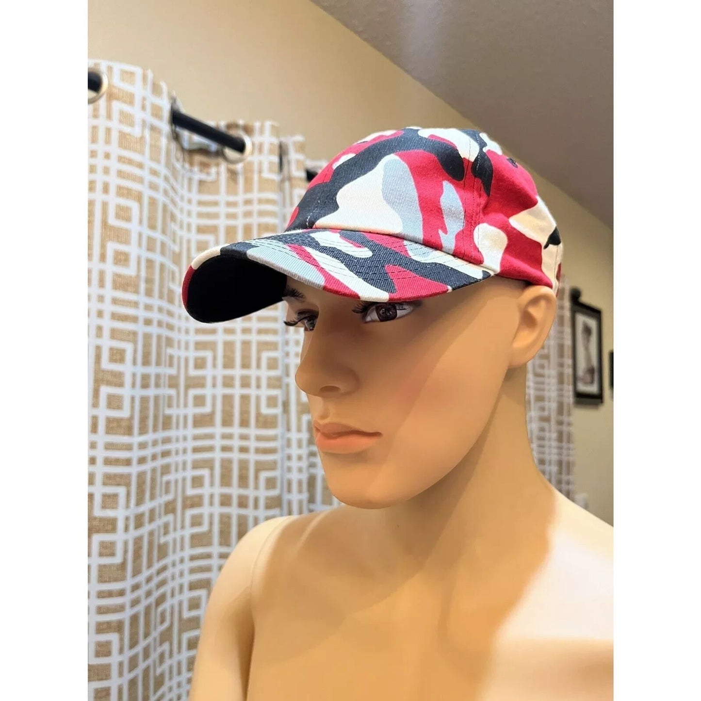 Baseball Cap - Adjustable - Red/White/Gray/Black Patterned - Brand New